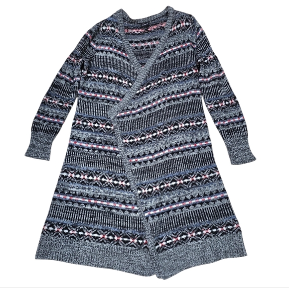 torrid Sweaters - Torrid Open Front Knit Cardigan Sweater Gray Fair Isle Longline Size 1X